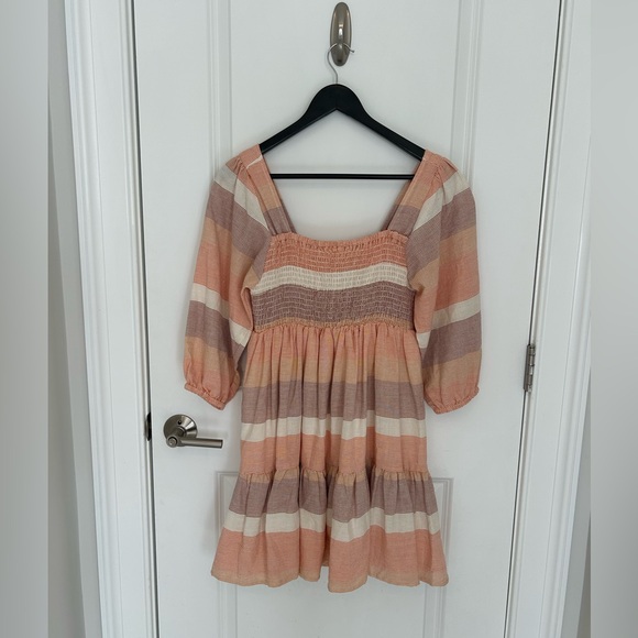 Lulus Way Too Cute Peach Multi Striped Smocked Babydoll Dress - Picture 3 of 6
